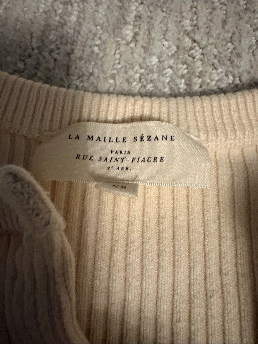 Sezane Cream Cropped Button down Ribbed Sweater - Picture 4 of 6